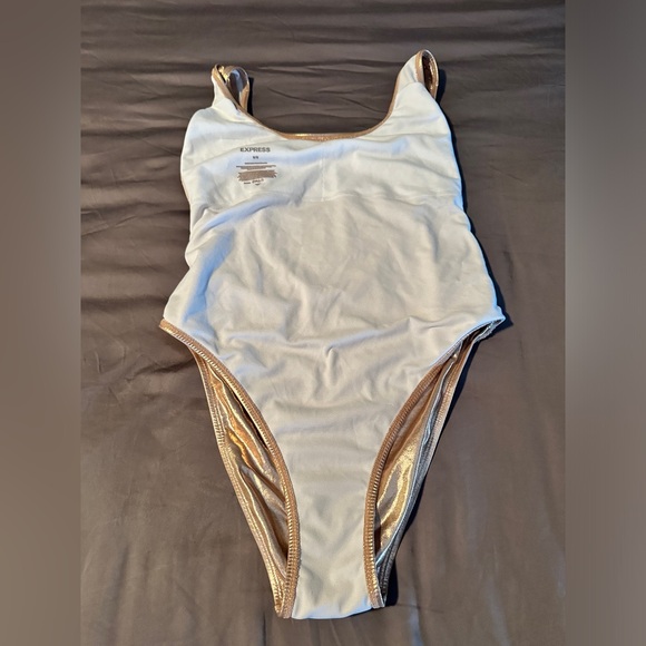 Shiny Metallic Rose Gold One Piece Swimsuit EXPRESS Size Med - Picture 5 of 8